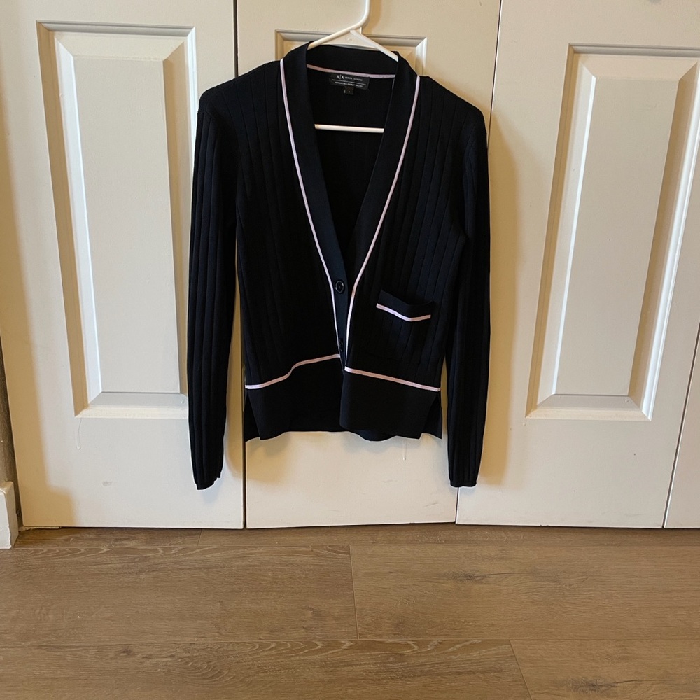 Armani Exchange Black Sweater with Silver Accent
